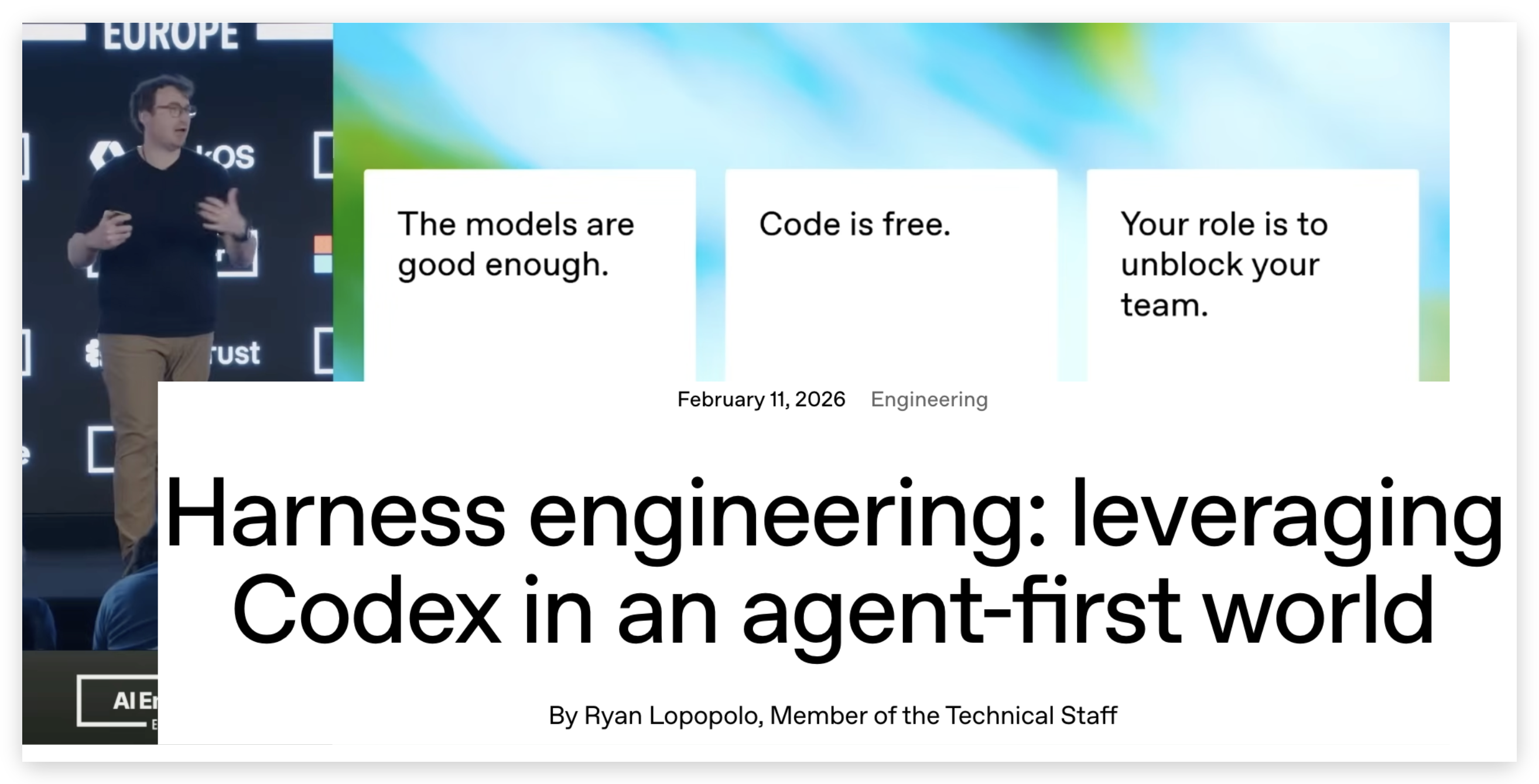 OpenAI 的 Ryan Lopopolo 谈 harness 工程